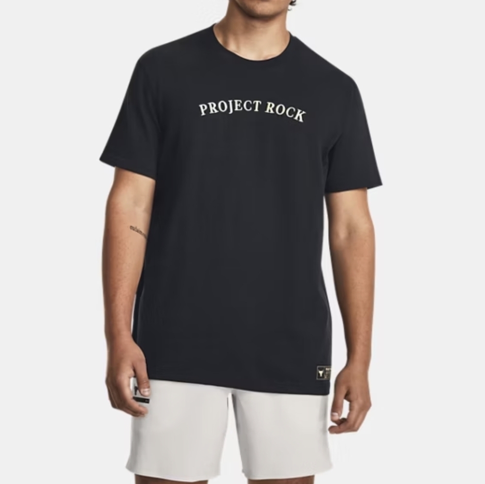 New Under Armour Shirt Men's Project Rock Heavyweight Black Short Sleeve Sz M